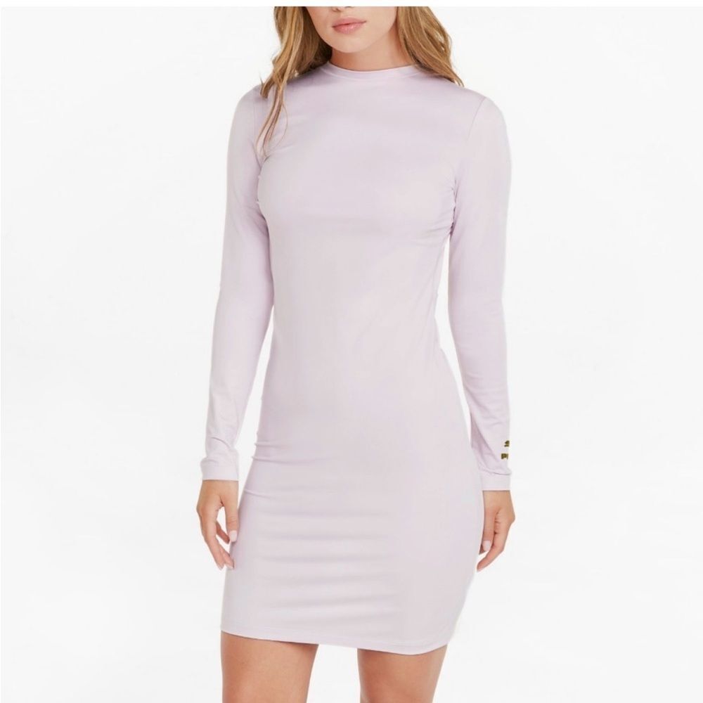 Puma Lavender Fog Crystal G Cutout Back Long Sleeve Dress Size XL